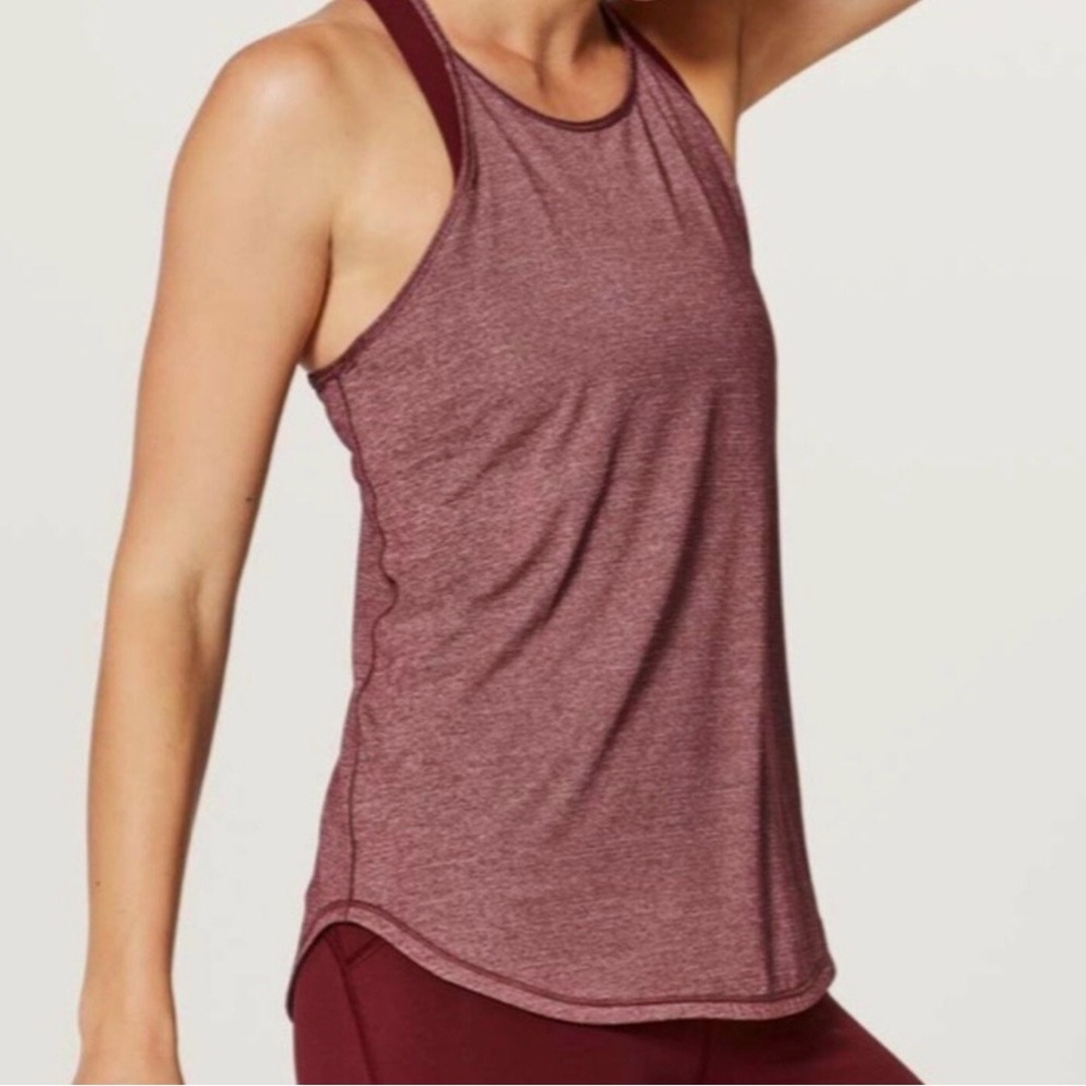 Lululemon Fast As Light Tank Top Heathered Deep Rouge